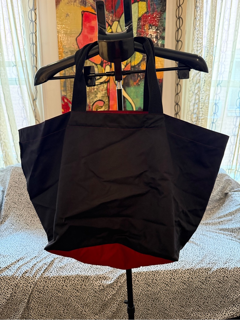 Herve Chapelier Paris Black and Red Travel Tote Bag